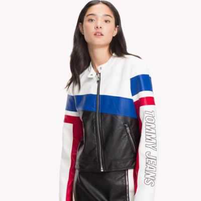 tommy hilfiger ladies leather jacket