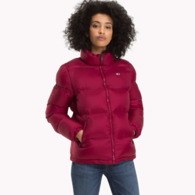 tommy hilfiger red puffer jacket women's