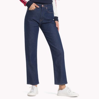 straight cropped high rise jean