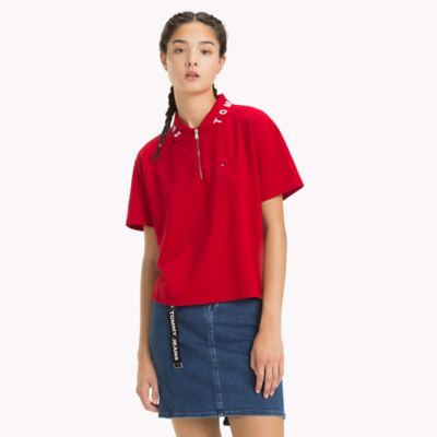 tommy hilfiger cropped polo shirt