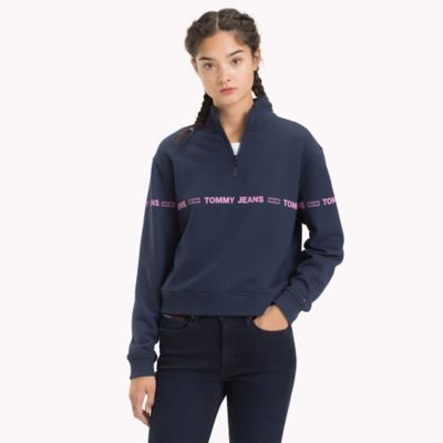 tommy jeans mock neck zip sweatshirt