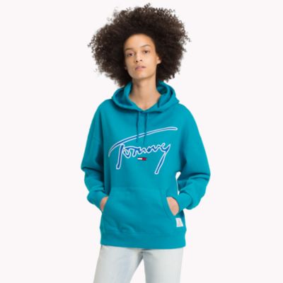 teal tommy hilfiger hoodie