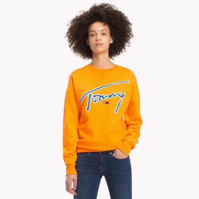 orange tommy hilfiger sweatshirt