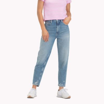 stone washed mom jeans