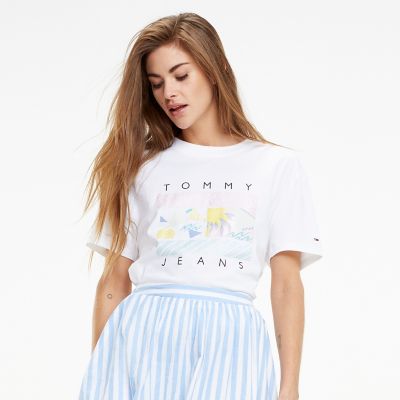 tommy hilfiger flag t shirt womens