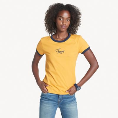 yellow and black tommy hilfiger shirt