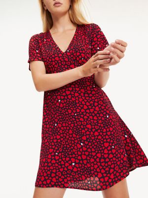 red heart print dress