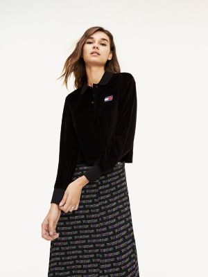 tommy hilfiger black long sleeve polo