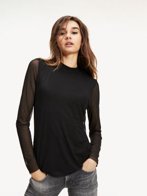 women's sheer sleeve tops