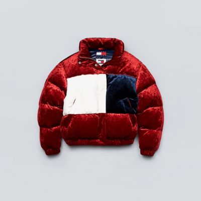 tommy hilfiger red bubble jacket