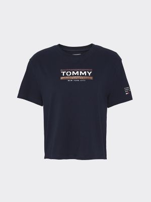 tommy hilfiger flag logo cropped sweatshirt