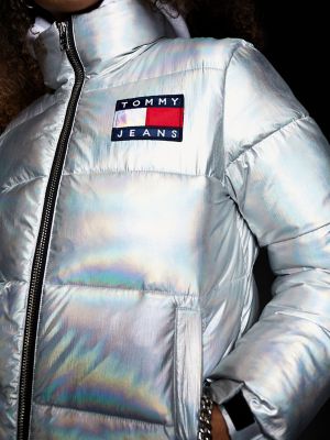 tommy hilfiger puffer jacket silver