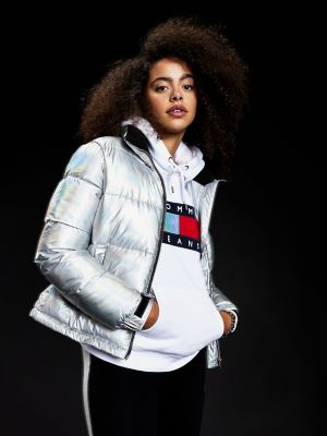 tommy hilfiger silver jacket women's