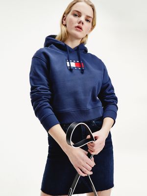 tommy hilfiger flag logo cropped sweatshirt