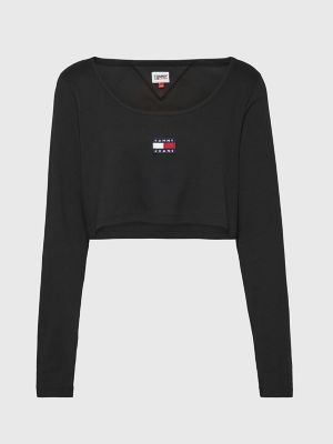Hilfiger | T-Shirt USA Cropped Curve Badge Tommy Ribbed Logo