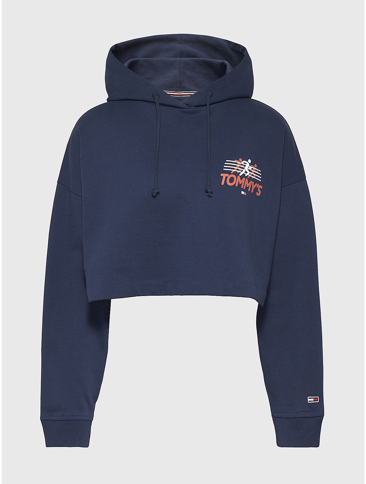 Tommy Hilfiger Curve Cropped Sports Club Hoodie In Twilight Navy