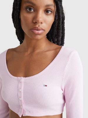 Tommy hilfiger long sleeve crop clearance top