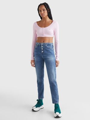 Cropped Long-Sleeve T-Shirt | Tommy Hilfiger USA