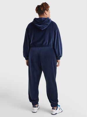 Curve Velour Badge Cropped Zip Hoodie | Tommy Hilfiger USA
