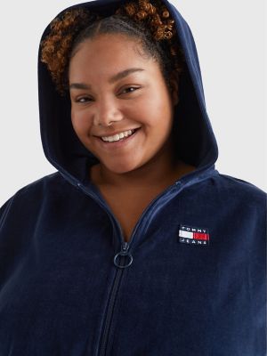 Curve Velour Badge Cropped Zip Hoodie | Tommy Hilfiger USA