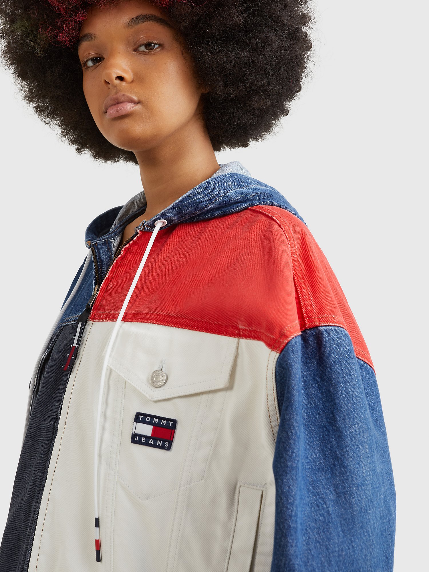 staart Bungalow Normaal Oversized Zip Colorblock Denim Jacket | Tommy Hilfiger USA