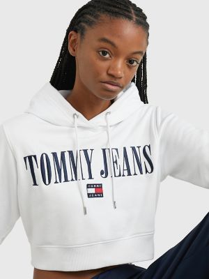 Tommy jeans cropped logo hoodie new arrivals