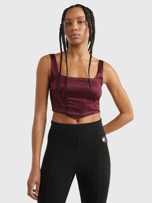 Cropped Corset Top, Deep Rouge