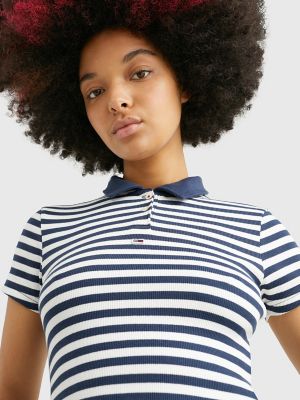 | Ribbed Polo Hilfiger Stripe USA Cropped Tommy