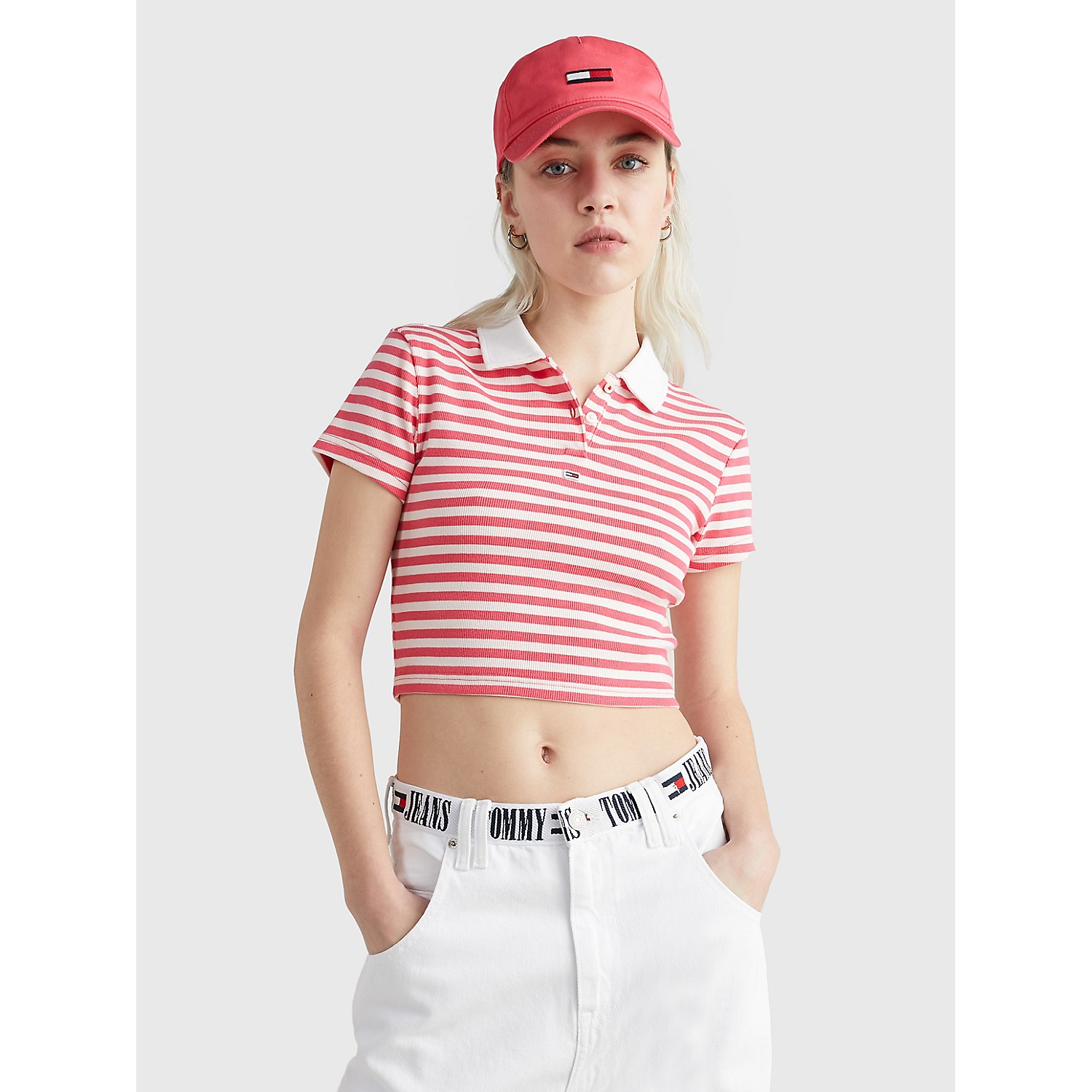 TOMMY HILFIGER Ribbed Cropped Stripe Polo