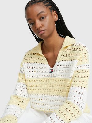 Crochet Long-Sleeve Polo Sweater | Tommy Hilfiger USA