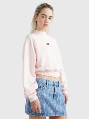 Tommy hilfiger mock cheap neck cropped sweatshirt