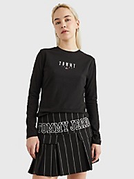 타미 진스 티셔츠 TOMMY JEANS Baby Fit Logo T-Shirt,BLACK