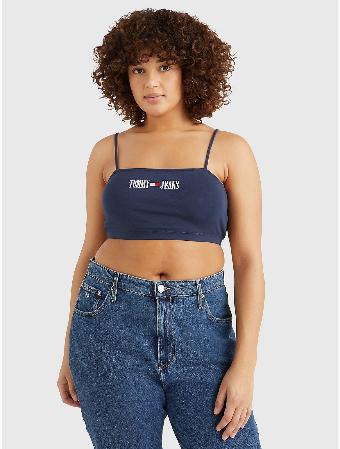 Tommy Hilfiger Curve Retro Logo Cropped Tank Top In Twilight Navy