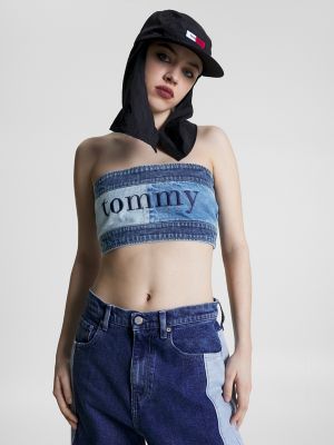 Tommy Hilfiger Bandeau Crop Top in Blue