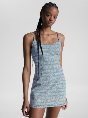 Tie-Back Graffiti Dress Denim Logo Hilfiger USA | Tommy