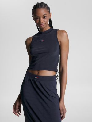 Cropped Badge Tank High-Neck Top | Tommy Hilfiger USA