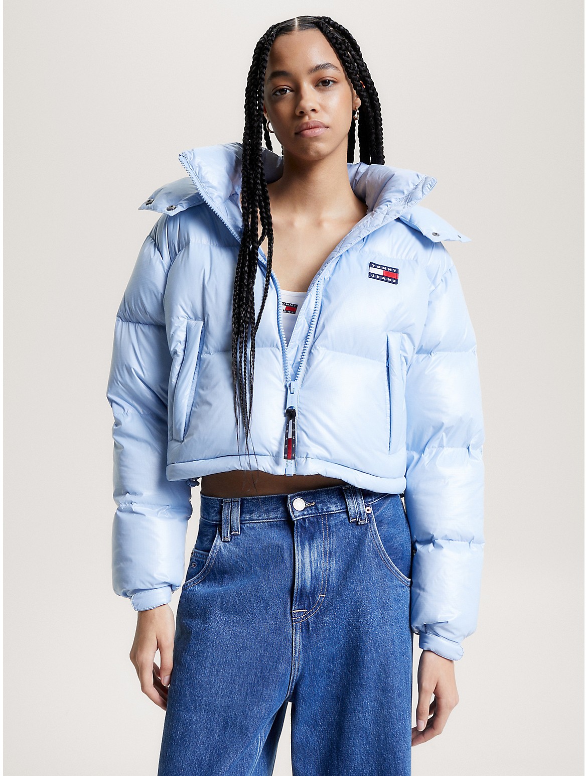 Tommy Hilfiger Women's Alaska Glossy Cropped Puffer Jacket