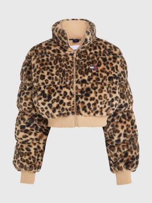 NWT Lucky Brand Gray leopard faux fur jacket $198 Tagd XS RUNS BIG Fits S-M  FAB
