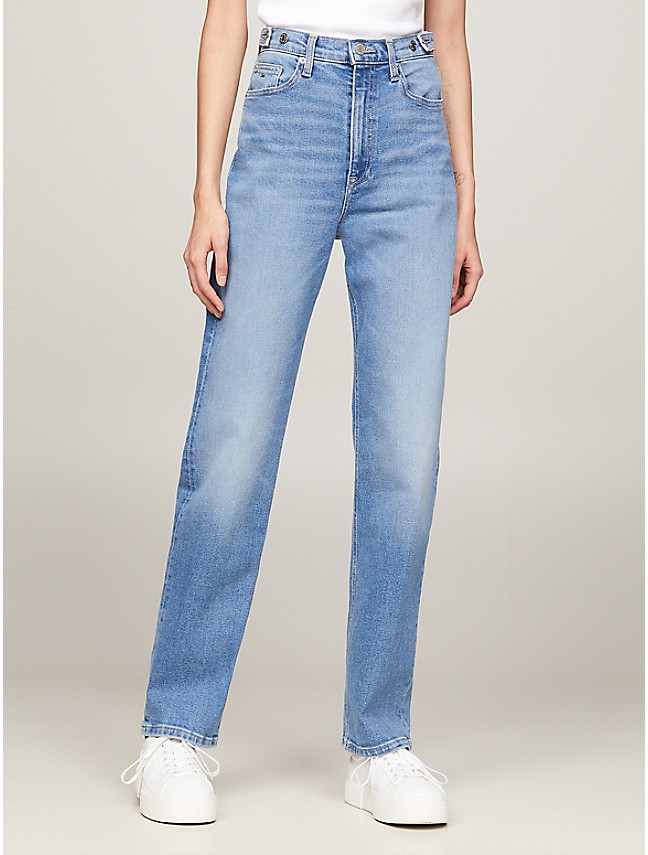Women's Tommy Hilfiger jeans with braided belt Blue Cotton ref.295853 -  Joli Closet