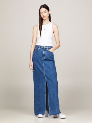 Denim High-Waist Maxi Skirt, Denim Medium