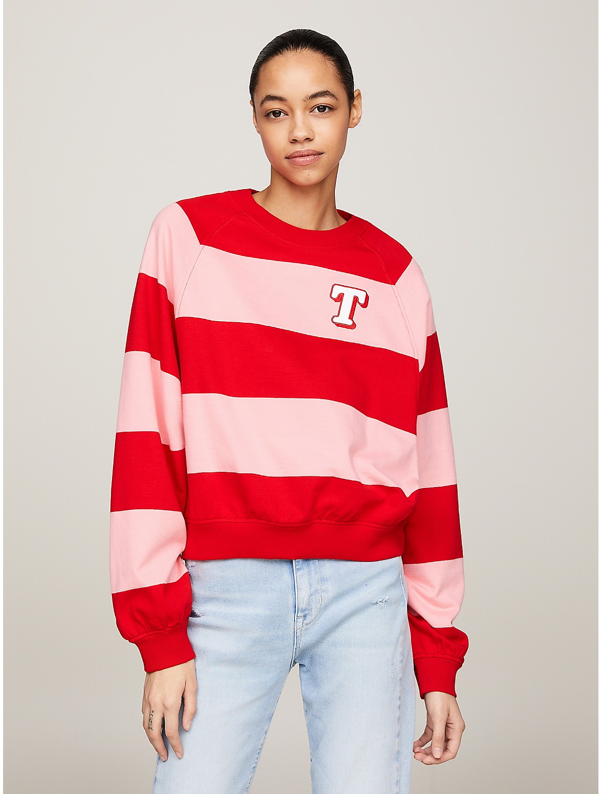 Tommy Hilfiger Women's Relaxed Fit Rugby Stripe Sweatshirt