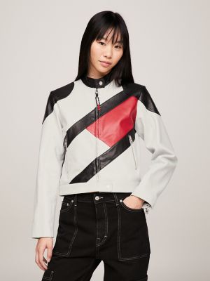 Tommy hilfiger leather hot sale jacket womens