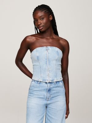 Zip Denim Bustier Top | Tommy Hilfiger