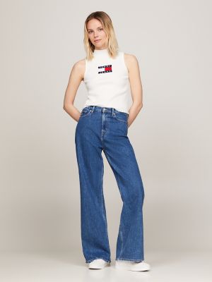 Sleeveless Mockneck Logo Sweater, Ancient White