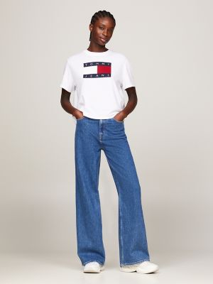 Tommy Jeans Boxy Fit Flag Badge T-Shirt, Ancient White