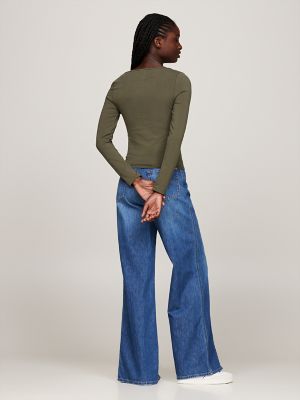 Scoop Metallic Logo Slim Fit T-Shirt | Tommy Hilfiger 