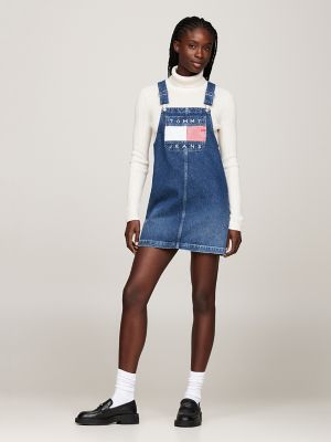 Flag Logo Denim Overall Dress Tommy Hilfiger