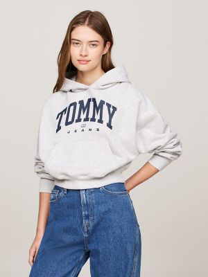 TJ Graphic Varsity Logo Pullover Hoodie, Silver Grey Heather