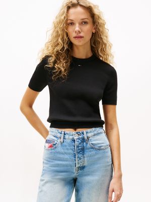 Tommy Jeans Classic Short-Sleeve Sweater, Black