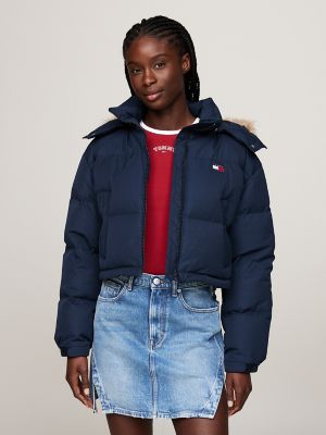 Cropped puffer with hood online